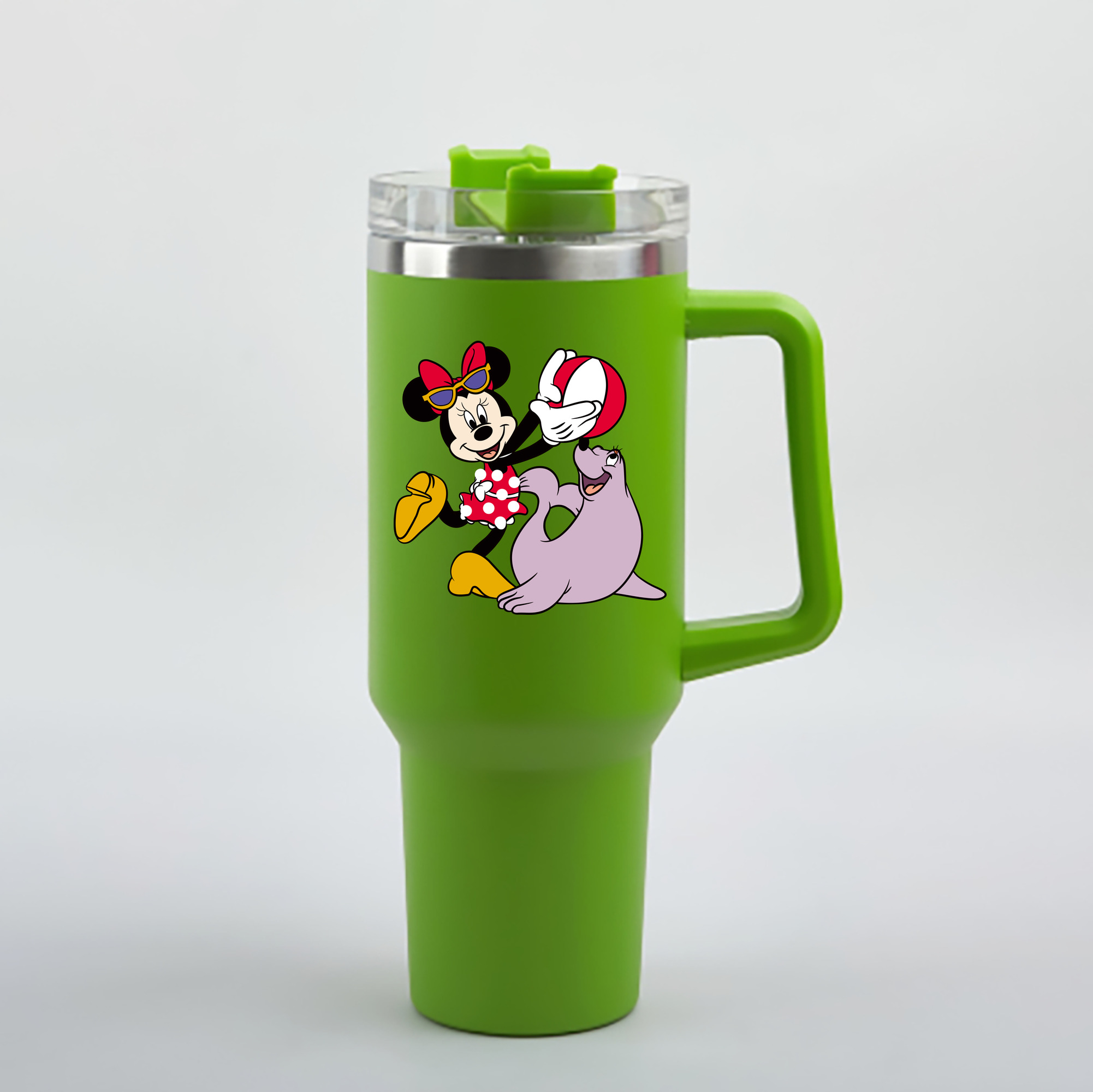 （画像用） ミッキーマウス Mickey Mouse 1200mL車用タンブラー - クリスタルステッカー（プラスチックストロー付き）